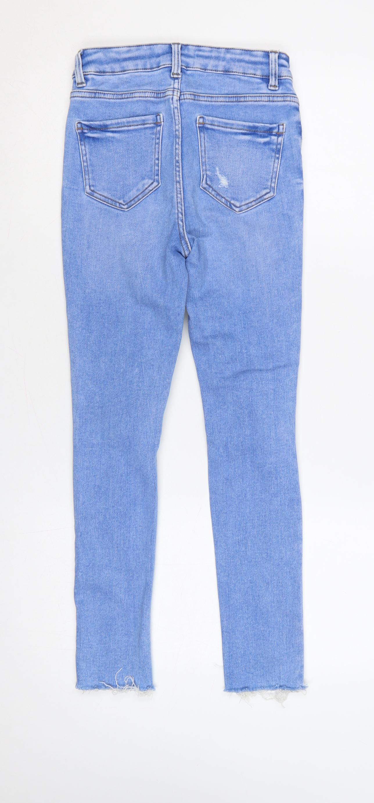 New Look 915 Girls Blue Age 12 High Waist Super Skinny Ripped Jeans
