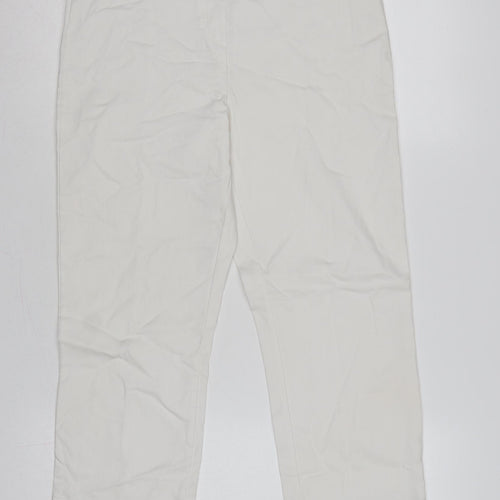Dunnes Women White M Straight Leg Trousers Smart Casual