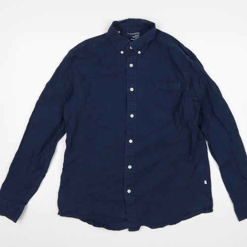 Selected Homme Men's Blue 16.5 Oxford Regular Fit Button-Down Shirt