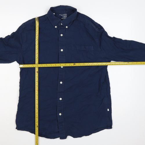 Selected Homme Men's Blue 16.5 Oxford Regular Fit Button-Down Shirt