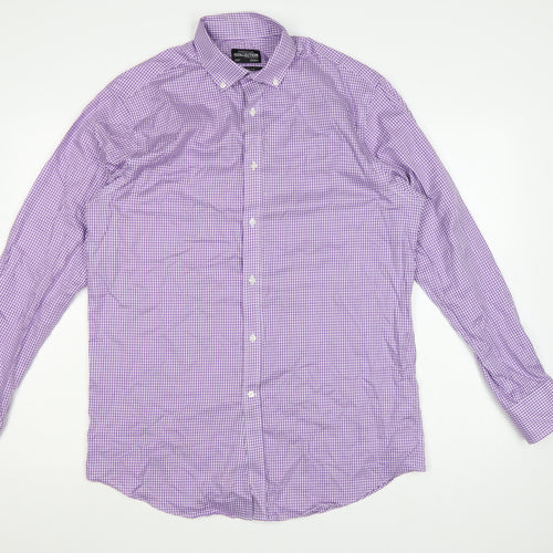 Debenhams Men Purple Check Cotton Classic Fit 15.5 Button-Down Shirt