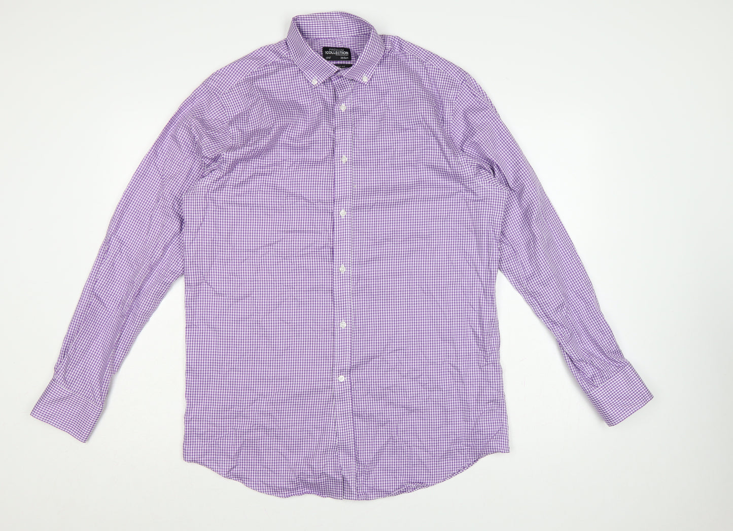 Debenhams Men Purple Check Cotton Classic Fit 15.5 Button-Down Shirt