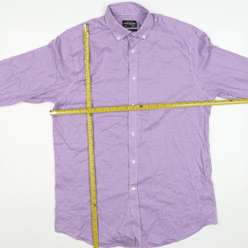 Debenhams Men Purple Check Cotton Classic Fit 15.5 Button-Down Shirt