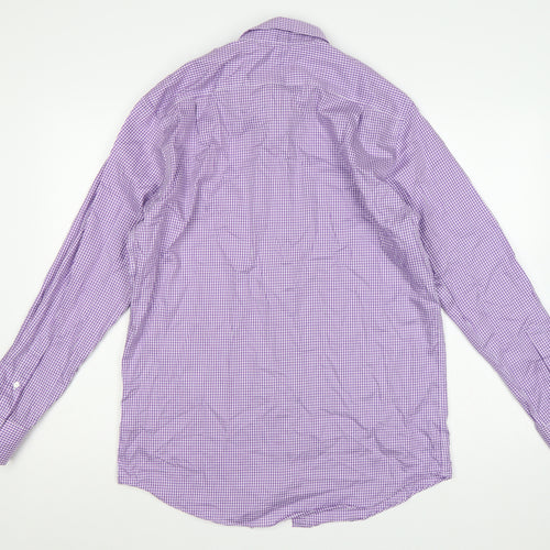 Debenhams Men Purple Check Cotton Classic Fit 15.5 Button-Down Shirt