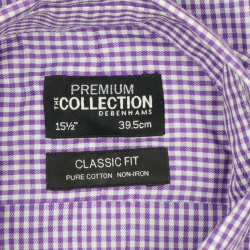 Debenhams Men Purple Check Cotton Classic Fit 15.5 Button-Down Shirt