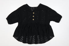 River Island Women Black UK 12 Eyelet Peplum Tunic Blouse