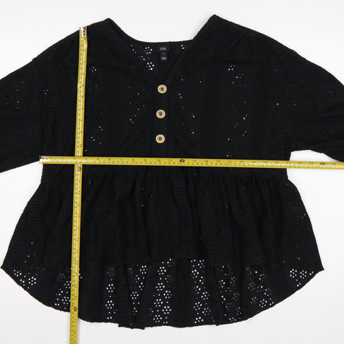 River Island Women Black UK 12 Eyelet Peplum Tunic Blouse