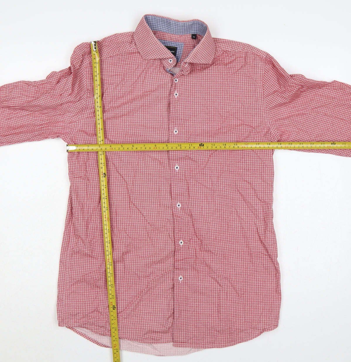 Back view of Mauro Puccini Men’s Pink Geometric Print Button-Down Shirt M
