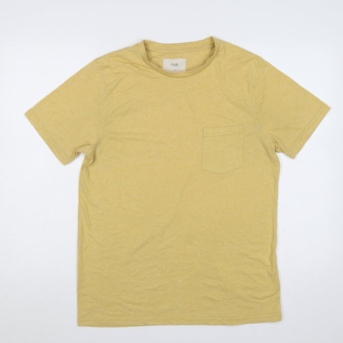 Folk Men’s Yellow Pocket Crew Neck Short Sleeve T-Shirt Size L