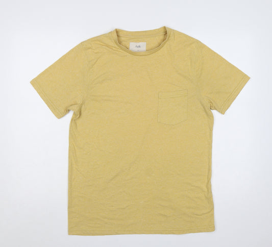 Folk Men’s Yellow Pocket Crew Neck Short Sleeve T-Shirt Size L