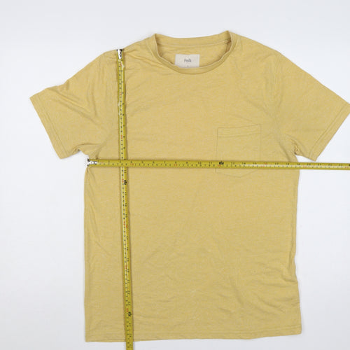 Folk Men’s Yellow Pocket Crew Neck Short Sleeve T-Shirt Size L