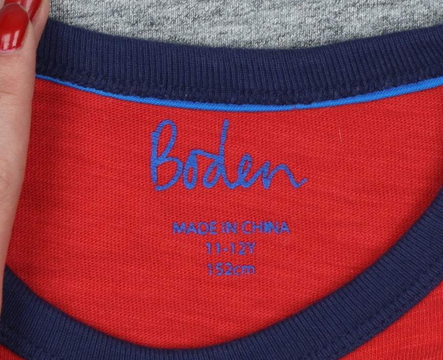 Boden Boys Multicoloured 11-12 Years Basic Long Sleeve T-Shirt
