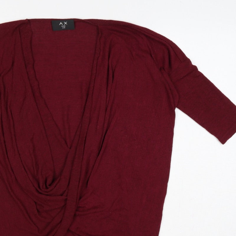 AX Paris Women’s Red S/M Open Front 3/4 Sleeve Knit Cardigan