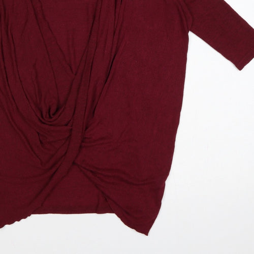 AX Paris Women’s Red S/M Open Front 3/4 Sleeve Knit Cardigan