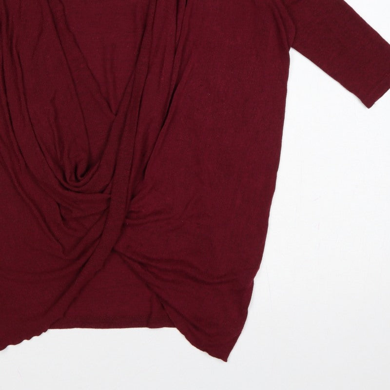 AX Paris Women’s Red S/M Open Front 3/4 Sleeve Knit Cardigan
