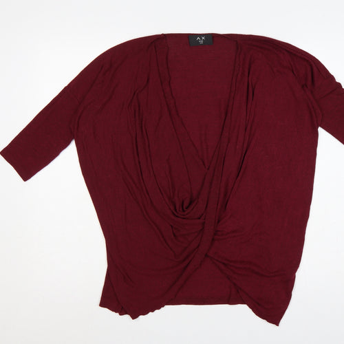 AX Paris Women’s Red S/M Open Front 3/4 Sleeve Knit Cardigan
