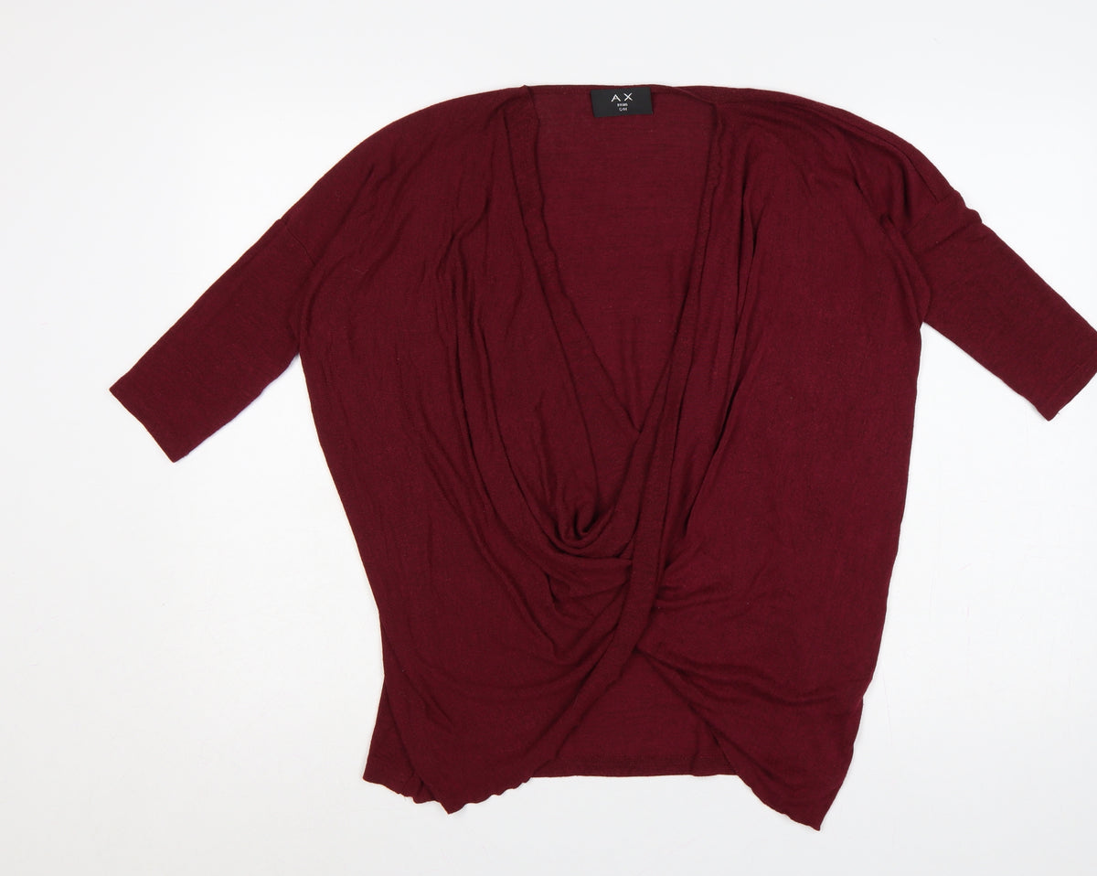 AX Paris Women’s Red S/M Open Front 3/4 Sleeve Knit Cardigan