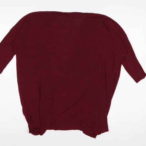 AX Paris Women’s Red S/M Open Front 3/4 Sleeve Knit Cardigan