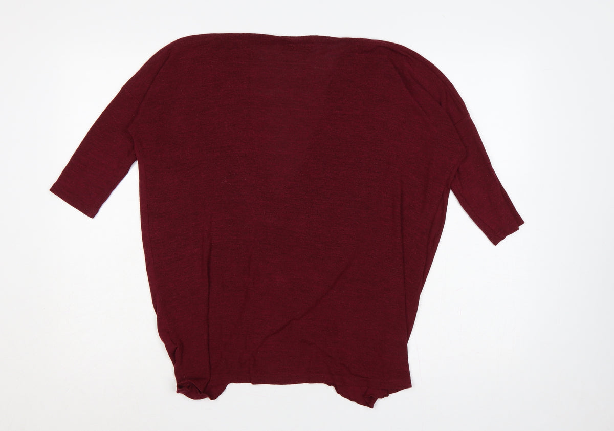 AX Paris Women’s Red S/M Open Front 3/4 Sleeve Knit Cardigan