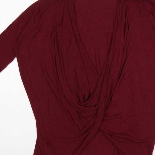 AX Paris Women’s Red S/M Open Front 3/4 Sleeve Knit Cardigan