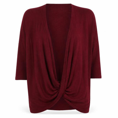 AX Paris Women’s Red S/M Open Front 3/4 Sleeve Knit Cardigan
