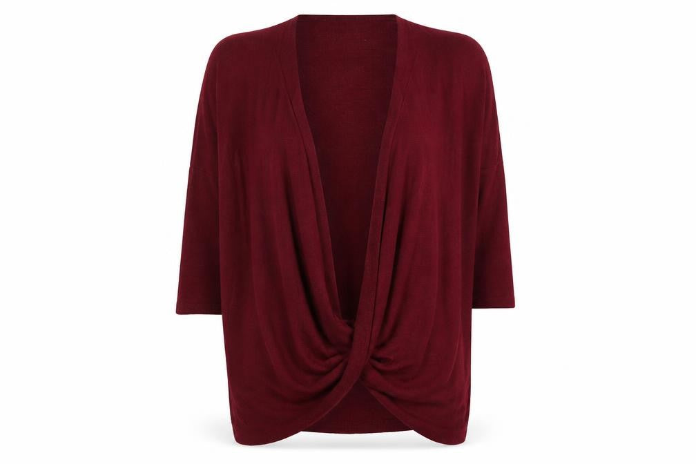 AX Paris Women’s Red S/M Open Front 3/4 Sleeve Knit Cardigan