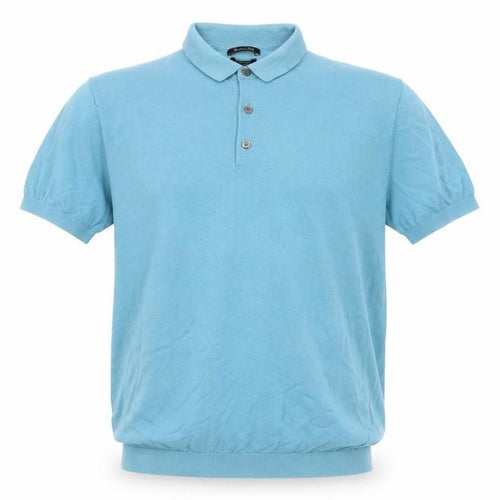 Massimo Dutti Men’s Blue S Extra Fine Cotton Short Sleeve Polo