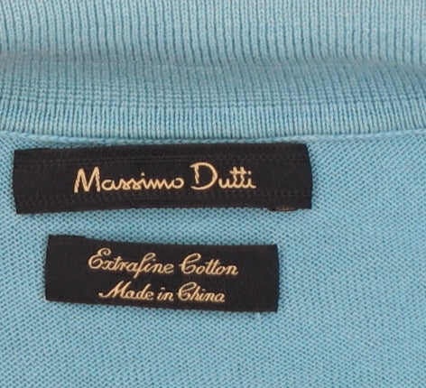 Massimo Dutti Men’s Blue S Extra Fine Cotton Short Sleeve Polo