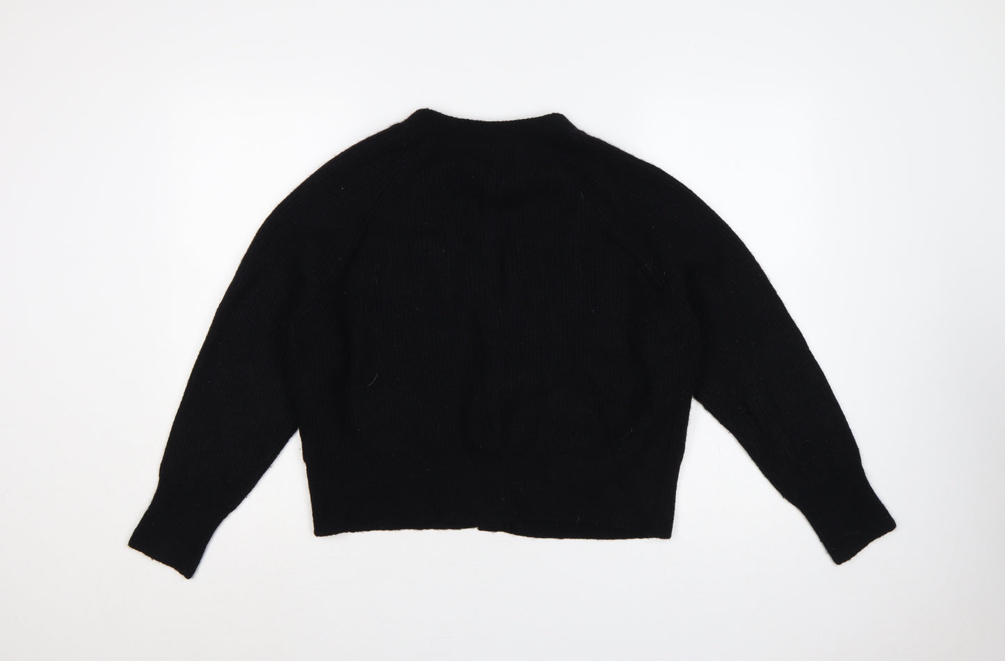 Hush Women Black M Wool Blend V-Neck Button Cardigan Raglan Knit