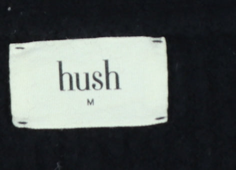 Hush Women Black M Wool Blend V-Neck Button Cardigan Raglan Knit