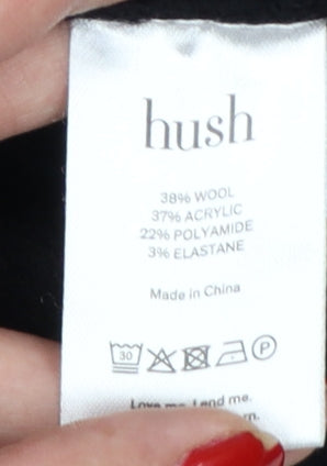 Hush Women Black M Wool Blend V-Neck Button Cardigan Raglan Knit