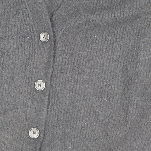 Hush Women Black M Wool Blend V-Neck Button Cardigan Raglan Knit
