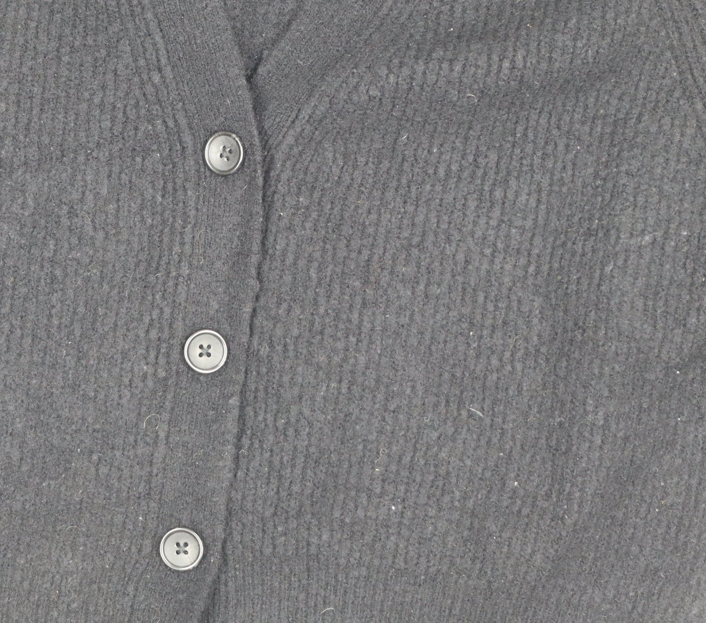 Hush Women Black M Wool Blend V-Neck Button Cardigan Raglan Knit