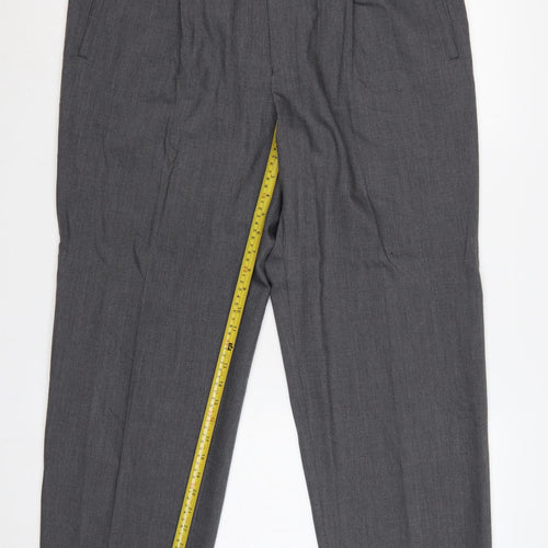 Bruno Saint Hilaire Men Grey 38R Straight Dress Trousers Lycra