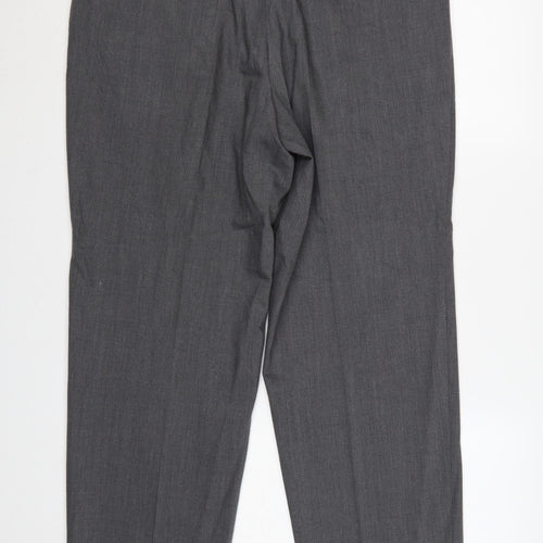 Bruno Saint Hilaire Men Grey 38R Straight Dress Trousers Lycra