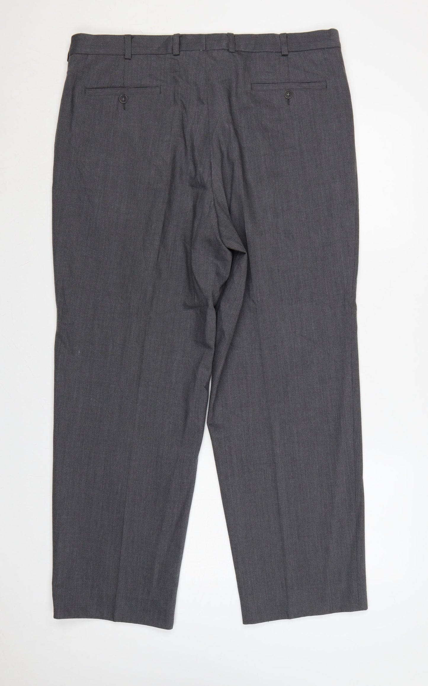 Bruno Saint Hilaire Men Grey 38R Straight Dress Trousers Lycra