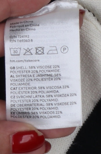 H&M Women Ivory Black Striped UK 24 Mock Neck Bell Sleeve Jumper
