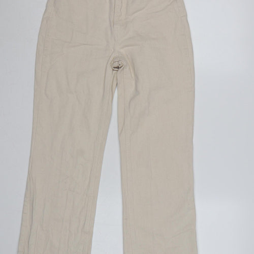 H&M Women Beige UK 6 High Rise Straight Raw Hem Cotton Jeans