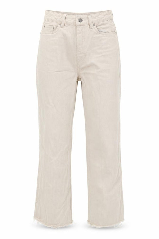 H&M Women Beige UK 6 High Rise Straight Raw Hem Cotton Jeans