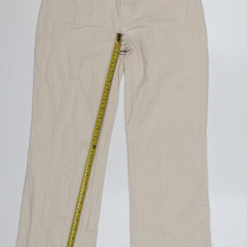H&M Women Beige UK 6 High Rise Straight Raw Hem Cotton Jeans