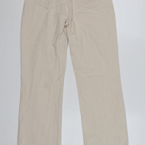 H&M Women Beige UK 6 High Rise Straight Raw Hem Cotton Jeans