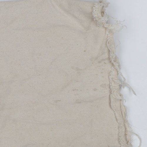 H&M Women Beige UK 6 High Rise Straight Raw Hem Cotton Jeans