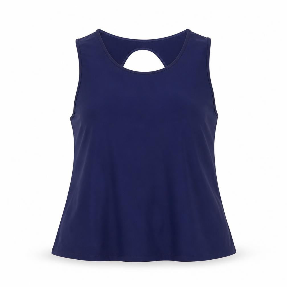 Front view of Hanna Nikole Women’s Navy Blue, size UK 22 Plus, Basic Racerback Tank Top