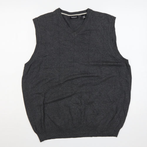 Van Heusen Men’s Grey L Cotton V-Neck Knitted Sleeveless Jumper Vest