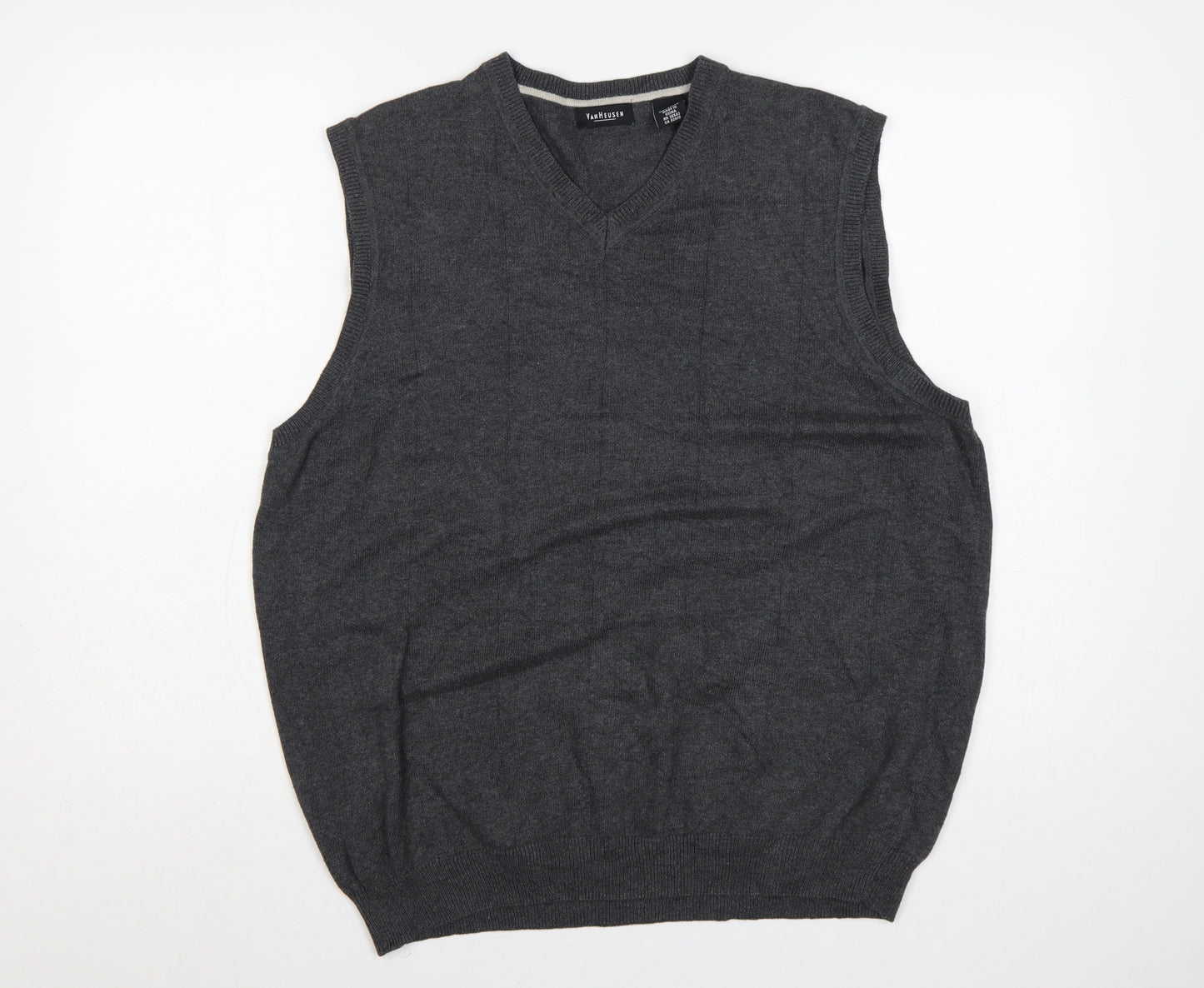 Van Heusen Men’s Grey L Cotton V-Neck Knitted Sleeveless Jumper Vest