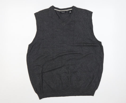 Van Heusen Men’s Grey L Cotton V-Neck Knitted Sleeveless Jumper Vest