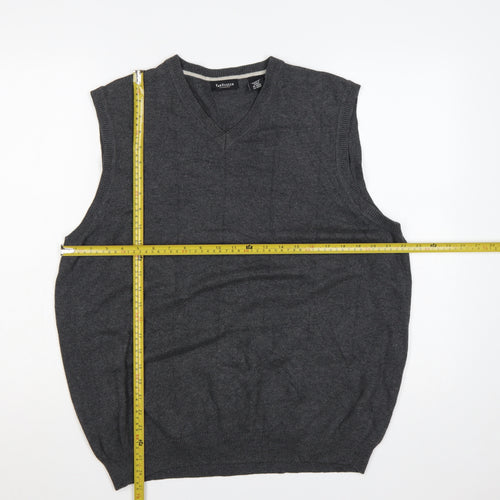 Van Heusen Men’s Grey L Cotton V-Neck Knitted Sleeveless Jumper Vest