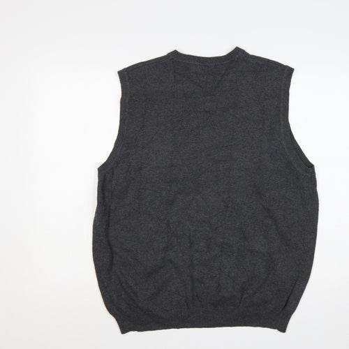 Van Heusen Men’s Grey L Cotton V-Neck Knitted Sleeveless Jumper Vest