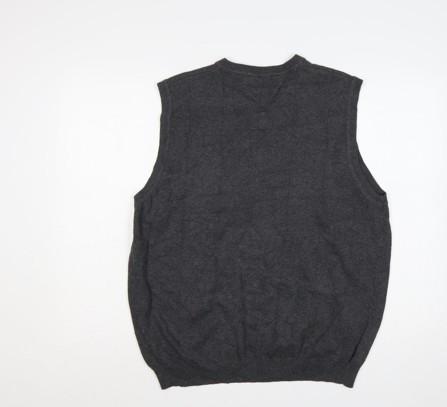 Van Heusen Men’s Grey L Cotton V-Neck Knitted Sleeveless Jumper Vest