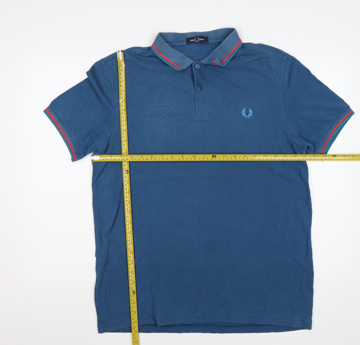 Fred Perry Men's Blue XL Twin Tipped Cotton Short Sleeve Polo Shirt